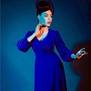 Unique Vintage x Micheline Pitt Pris Royal Blue Dress S GUC